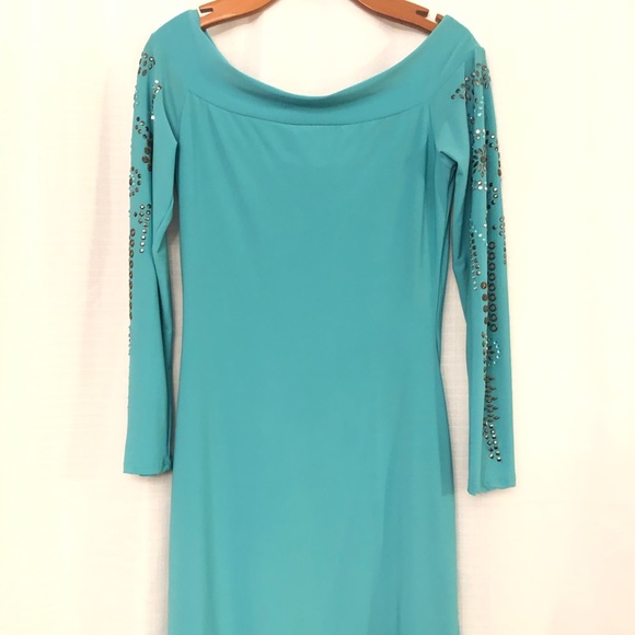 NWT LG Turquoise Dress with Sequins - Picture 2 of 5